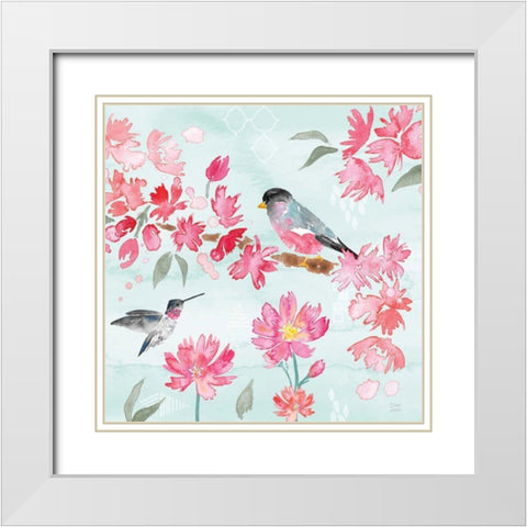 Flowers and Feathers IV White Modern Wood Framed Art Print with Double Matting by June, Dina