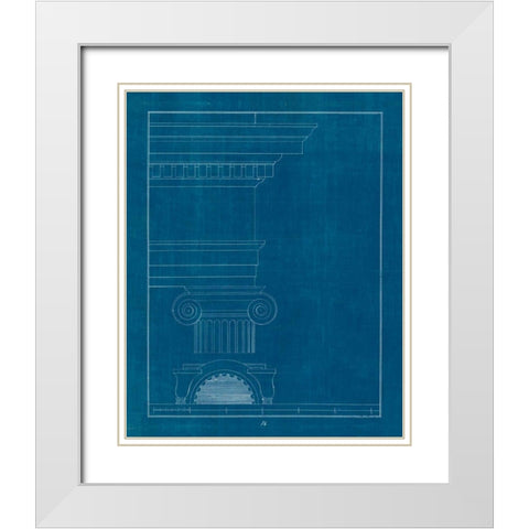 Architectural Columns I Blueprint White Modern Wood Framed Art Print with Double Matting by Wild Apple Portfolio