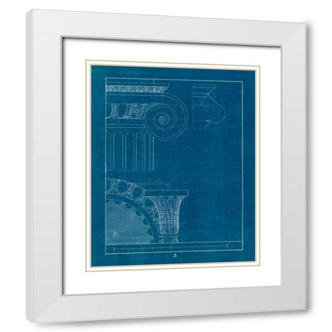 Architectural Columns II Blueprint White Modern Wood Framed Art Print with Double Matting by Wild Apple Portfolio