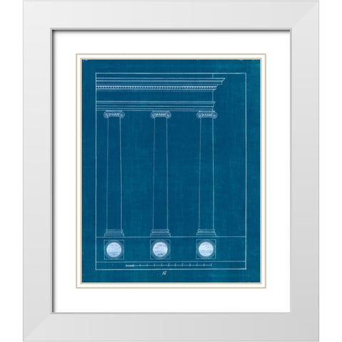 Architectural Columns III Blueprint White Modern Wood Framed Art Print with Double Matting by Wild Apple Portfolio