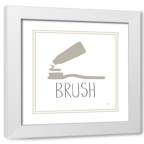 Bathroom Etiquette VI Navy White Modern Wood Framed Art Print with Double Matting by York, Leah