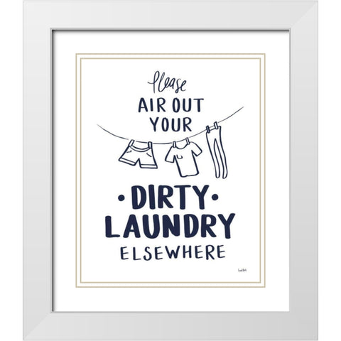 Bathroom Etiquette I Navy White Modern Wood Framed Art Print with Double Matting by York, Leah