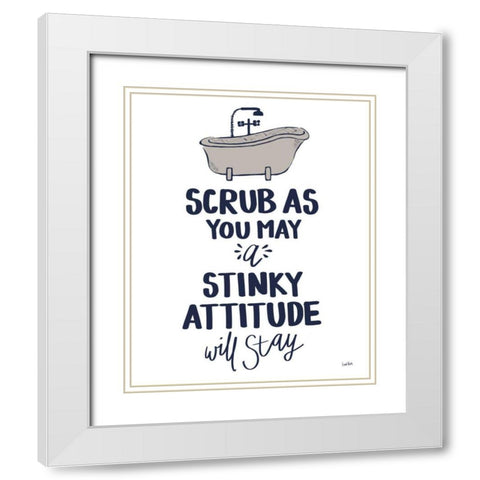 Bathroom Etiquette II Navy Gray White Modern Wood Framed Art Print with Double Matting by York, Leah