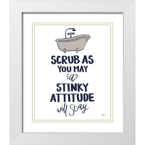 Bathroom Etiquette II Navy Gray White Modern Wood Framed Art Print with Double Matting by York, Leah