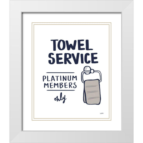 Bathroom Etiquette IV Navy Gray White Modern Wood Framed Art Print with Double Matting by York, Leah