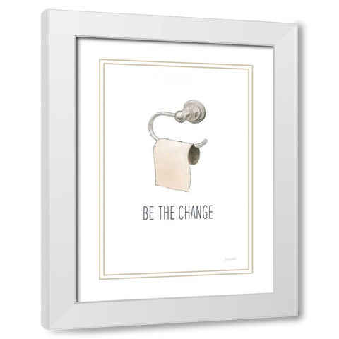 Be the Change Navy White Modern Wood Framed Art Print with Double Matting by Wiens, James