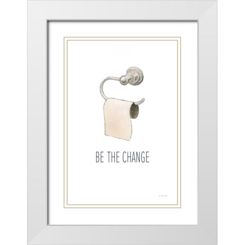 Be the Change Navy White Modern Wood Framed Art Print with Double Matting by Wiens, James