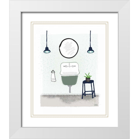 Bold Bath II BG White Modern Wood Framed Art Print with Double Matting by Averinos, Melissa