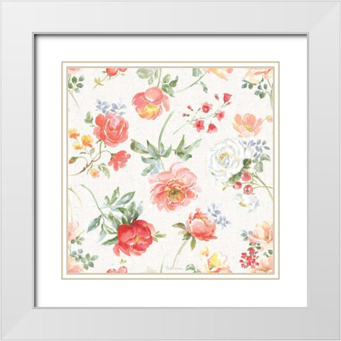 Floral Focus Pattern IA White Modern Wood Framed Art Print with Double Matting by Grove, Beth