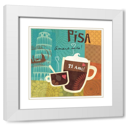 Cup-les II White Modern Wood Framed Art Print with Double Matting by Charron, Veronique