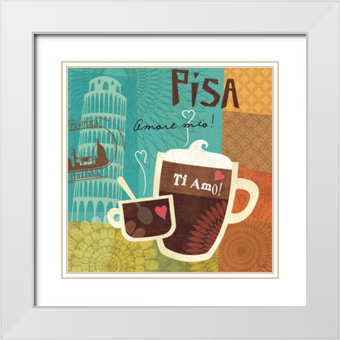 Cup-les II White Modern Wood Framed Art Print with Double Matting by Charron, Veronique