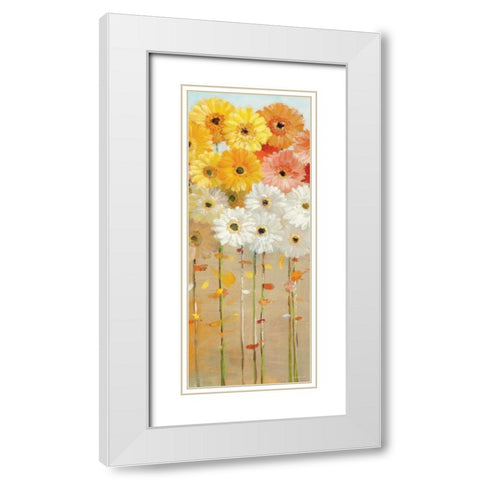 Daisies Fall I White Modern Wood Framed Art Print with Double Matting by Nai, Danhui