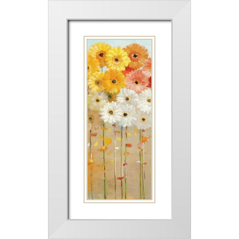 Daisies Fall I White Modern Wood Framed Art Print with Double Matting by Nai, Danhui