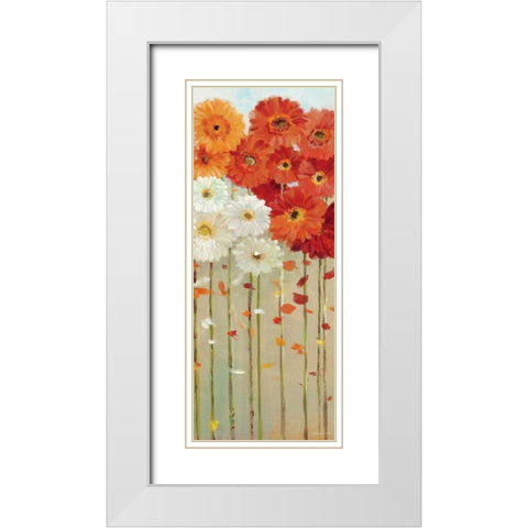 Daisies Fall II White Modern Wood Framed Art Print with Double Matting by Nai, Danhui