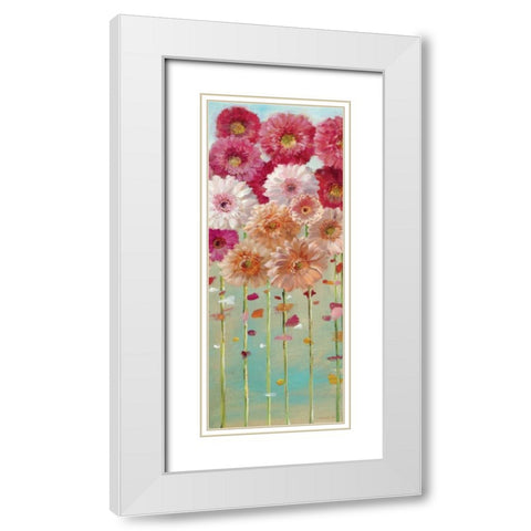 Daisies Spring I White Modern Wood Framed Art Print with Double Matting by Nai, Danhui