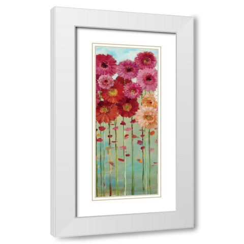 Daisies Spring II White Modern Wood Framed Art Print with Double Matting by Nai, Danhui