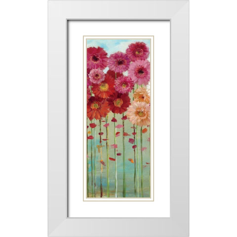 Daisies Spring II White Modern Wood Framed Art Print with Double Matting by Nai, Danhui