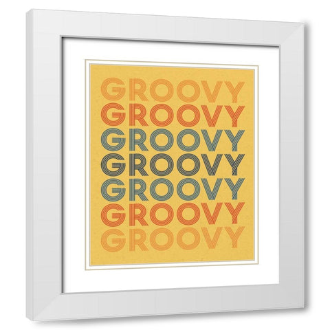 Retro Words I White Modern Wood Framed Art Print with Double Matting by Wild Apple Portfolio