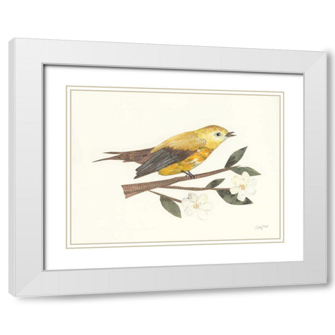 Birds and Blossoms I White Modern Wood Framed Art Print with Double Matting by Prahl, Courtney