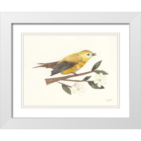 Birds and Blossoms I White Modern Wood Framed Art Print with Double Matting by Prahl, Courtney