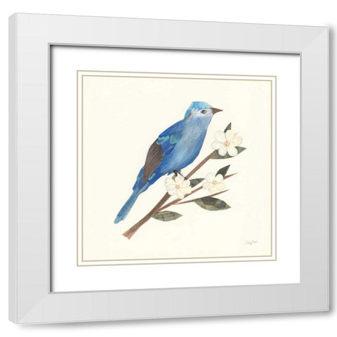 Birds and Blossoms III White Modern Wood Framed Art Print with Double Matting by Prahl, Courtney