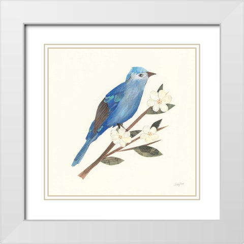 Birds and Blossoms III White Modern Wood Framed Art Print with Double Matting by Prahl, Courtney