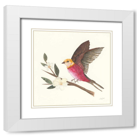 Birds and Blossoms IV White Modern Wood Framed Art Print with Double Matting by Prahl, Courtney
