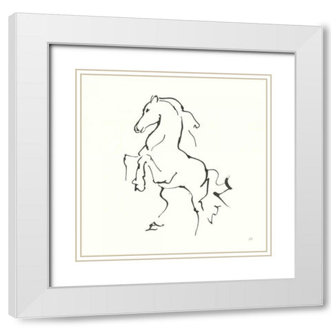 Line Horse I White Modern Wood Framed Art Print with Double Matting by Paschke, Chris