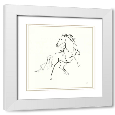 Line Horse IV White Modern Wood Framed Art Print with Double Matting by Paschke, Chris