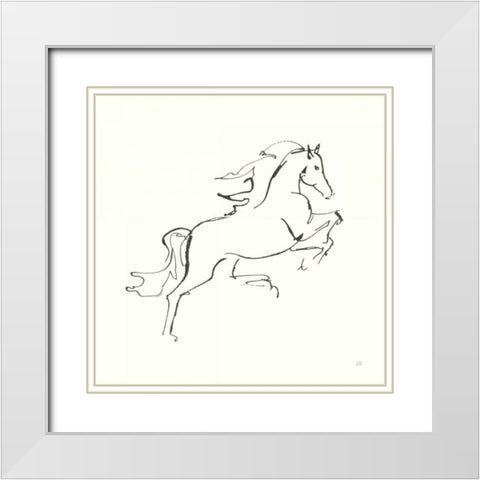 Line Horse VI White Modern Wood Framed Art Print with Double Matting by Paschke, Chris