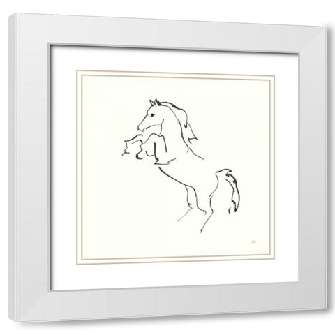 Line Horse IX White Modern Wood Framed Art Print with Double Matting by Paschke, Chris