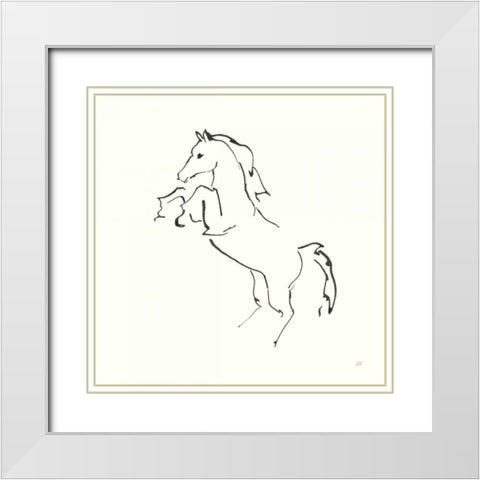 Line Horse IX White Modern Wood Framed Art Print with Double Matting by Paschke, Chris