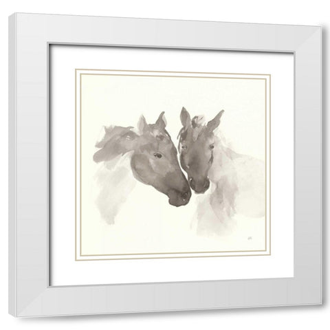 Nuzzling II White Modern Wood Framed Art Print with Double Matting by Paschke, Chris