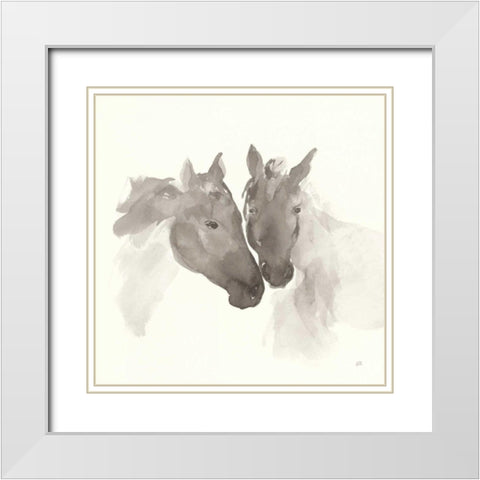 Nuzzling II White Modern Wood Framed Art Print with Double Matting by Paschke, Chris