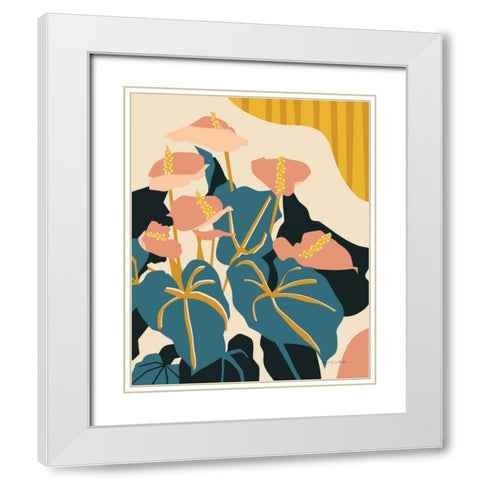 Anthurium White Modern Wood Framed Art Print with Double Matting by Gallagher, Megan