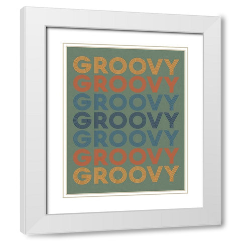 Retro Words I Green White Modern Wood Framed Art Print with Double Matting by Wild Apple Portfolio