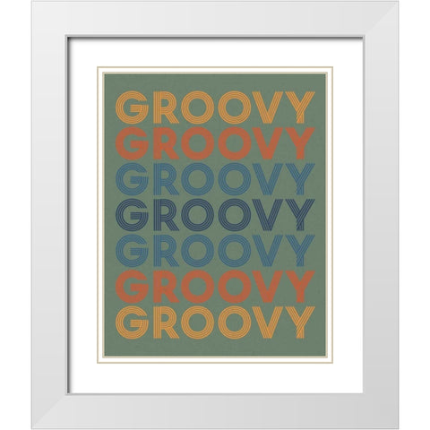 Retro Words I Green White Modern Wood Framed Art Print with Double Matting by Wild Apple Portfolio