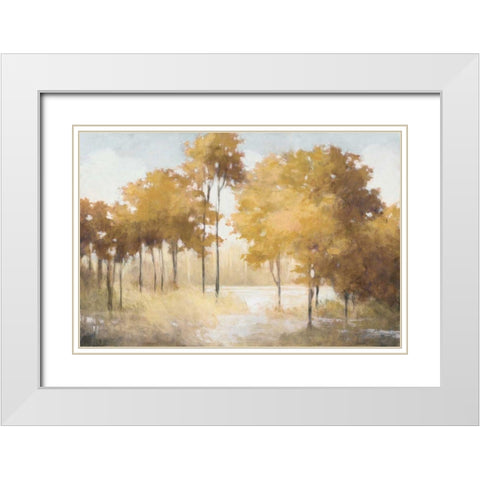 Autumn Lake Gold White Modern Wood Framed Art Print with Double Matting by Purinton, Julia