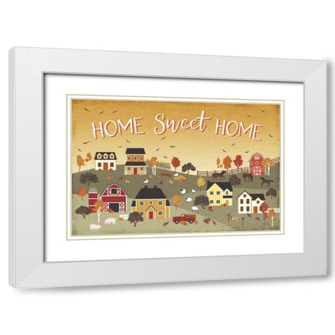 Harvest Village II Script White Modern Wood Framed Art Print with Double Matting by Marshall, Laura