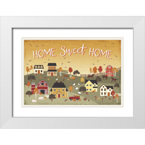 Harvest Village II Script White Modern Wood Framed Art Print with Double Matting by Marshall, Laura