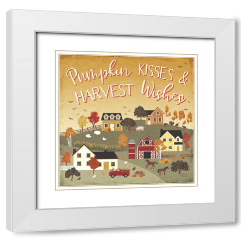 Harvest Village IV Script White Modern Wood Framed Art Print with Double Matting by Marshall, Laura