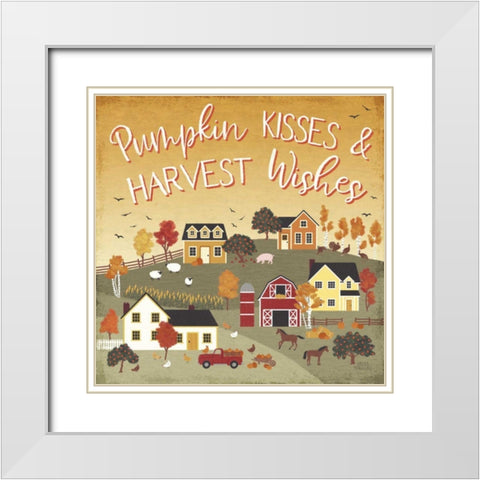 Harvest Village IV Script White Modern Wood Framed Art Print with Double Matting by Marshall, Laura