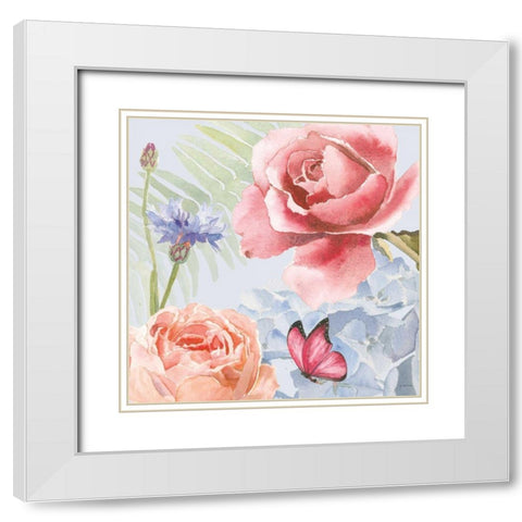 Boho Bouquet IV Blue White Modern Wood Framed Art Print with Double Matting by Wiens, James
