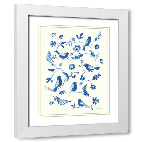 Songbird Celebration White Modern Wood Framed Art Print with Double Matting by Nai, Danhui