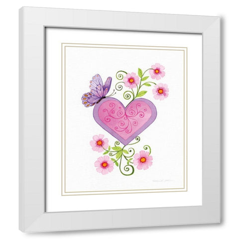 Hearts and Flowers IV White Modern Wood Framed Art Print with Double Matting by McKenna, Kathleen Parr