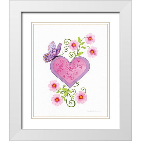 Hearts and Flowers IV White Modern Wood Framed Art Print with Double Matting by McKenna, Kathleen Parr