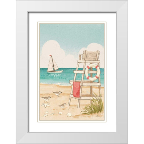 Beach Time III Vertical NW White Modern Wood Framed Art Print with Double Matting by Penner, Janelle