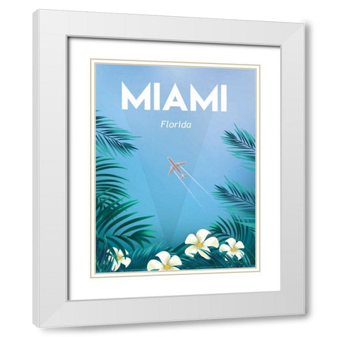 Miami White Modern Wood Framed Art Print with Double Matting by Escalante, Omar