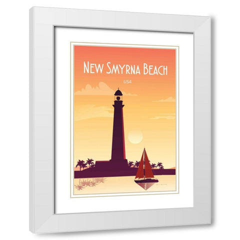 New Smyrna Beach White Modern Wood Framed Art Print with Double Matting by Escalante, Omar