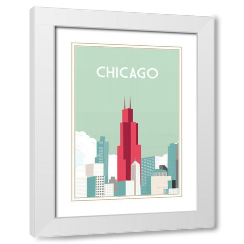 Chicago White Modern Wood Framed Art Print with Double Matting by Escalante, Omar
